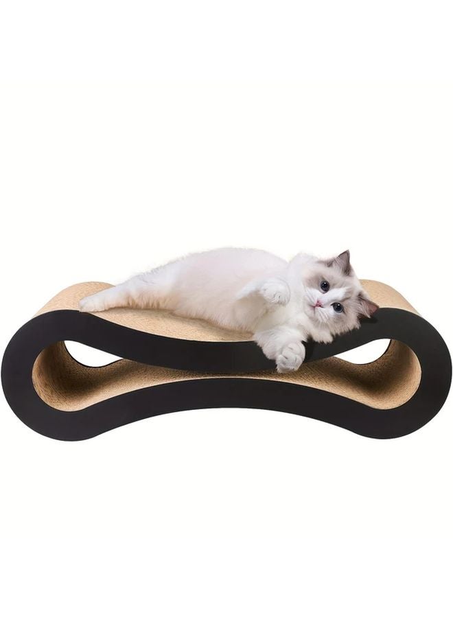 قطّة اللانهاية السوداء مكان للخدش والاسترخاء من الكرتون المعاد تدويره بتصميم منحني متعدد الجوانب - Image 1