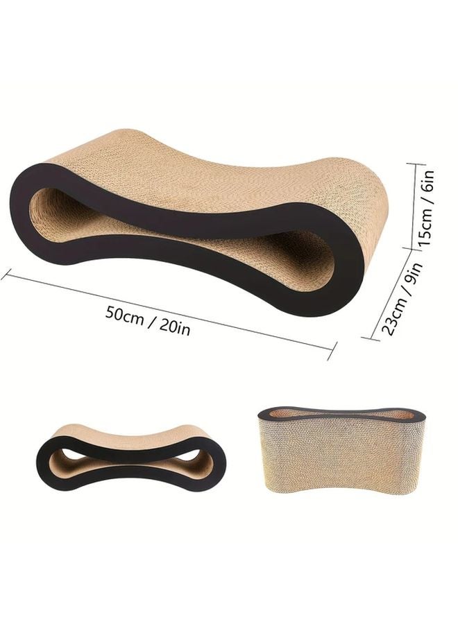 قطّة اللانهاية السوداء مكان للخدش والاسترخاء من الكرتون المعاد تدويره بتصميم منحني متعدد الجوانب - Image 4