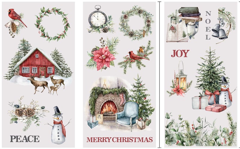 Rub on Transfers for Crafts and Furniture 3 Design Sheets 6x 12 Home Decor Transfers Furniture and Craft Decals by Thymeless Designs Cozy Christmas
