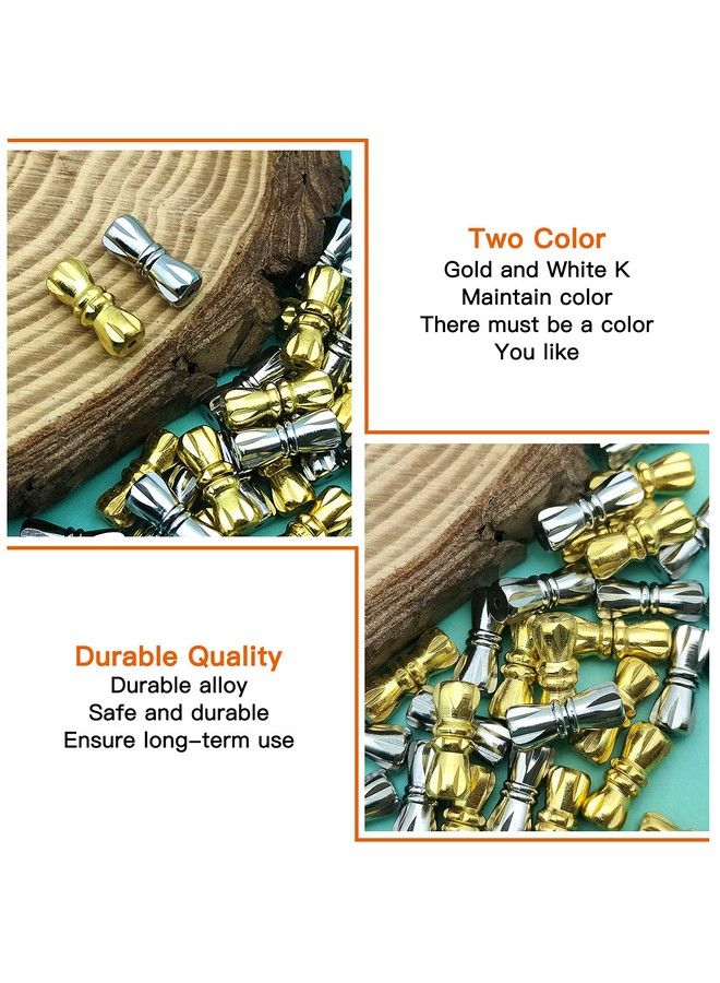 Oubaka 60Pcs Brass Screw Twist Clasps For Jewelry Making Barrel Screw Clasps Jewelry End Tip Caps Tube Fastener Cord End Caps For Diy Bead Necklace Bracelet Earring Jewelry Making Gold White K - Image 5