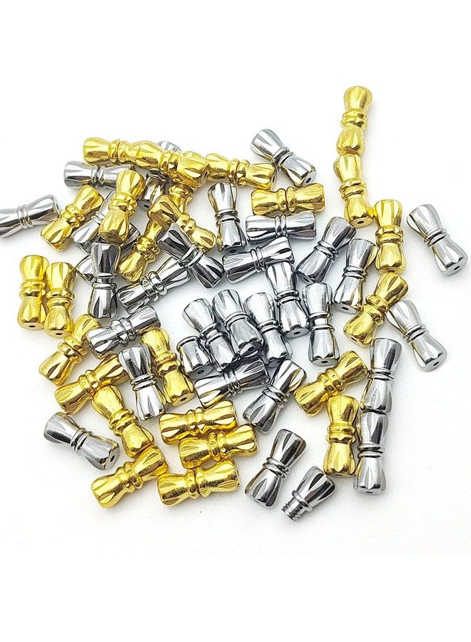 Oubaka 60Pcs Brass Screw Twist Clasps For Jewelry Making Barrel Screw Clasps Jewelry End Tip Caps Tube Fastener Cord End Caps For Diy Bead Necklace Bracelet Earring Jewelry Making Gold White K - Image 2