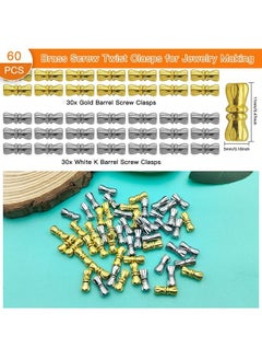 Oubaka 60Pcs Brass Screw Twist Clasps For Jewelry Making Barrel Screw Clasps Jewelry End Tip Caps Tube Fastener Cord End Caps For Diy Bead Necklace Bracelet Earring Jewelry Making Gold White K  - Image 3