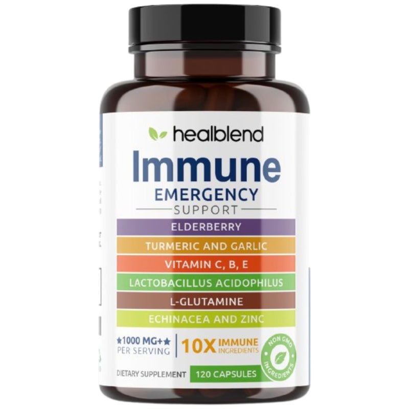10 in 1 Immune Support Supplement Booster with Elderberry Zinc Echinacea Turmeric Lactobacillus Acidophilus for Adults 120 Capsules