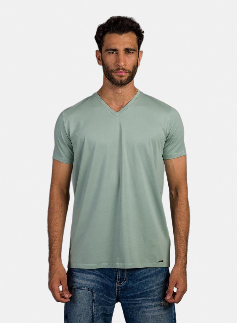 Stache Curved Back V-Neck T- Shirt - Image 1
