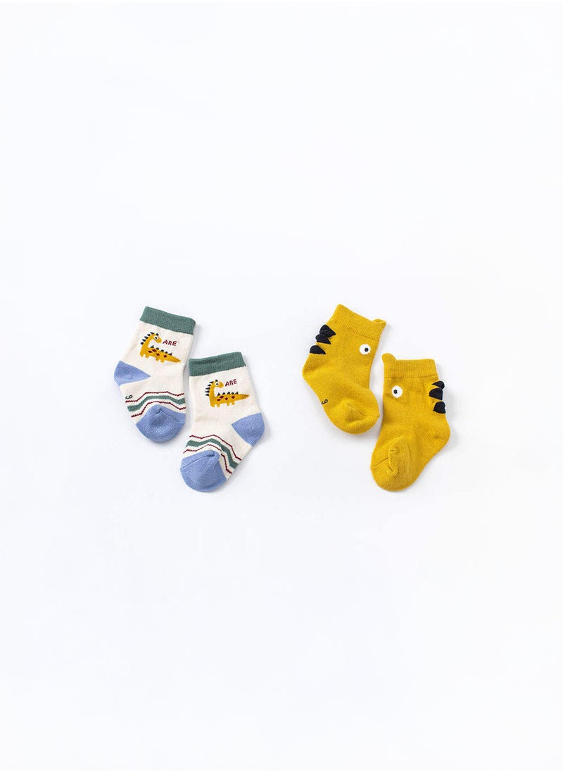 Dave & Bella - Yellow Dinosaur Socks Set - Image 1