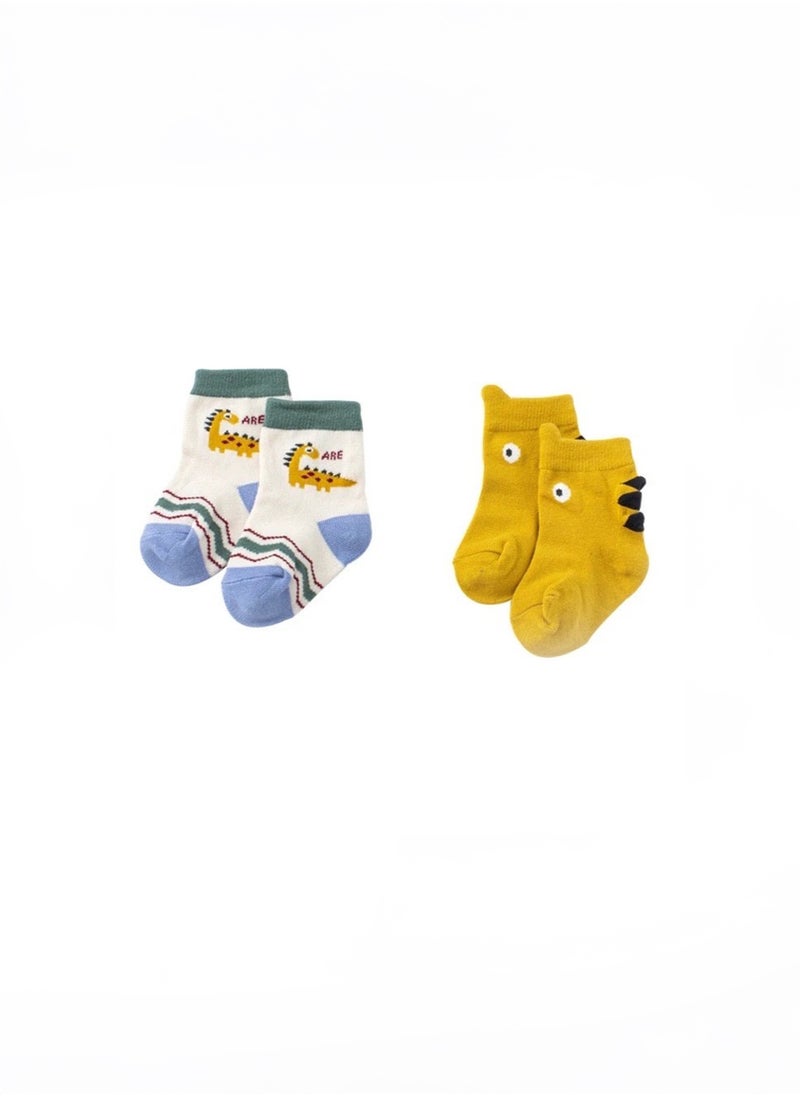Dave & Bella - Yellow Dinosaur Socks Set - Image 1