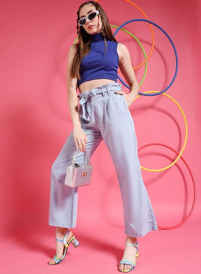 Freehand  Women Flared Solid High Rise Denim Flared Pant for Women | Best Price UAE