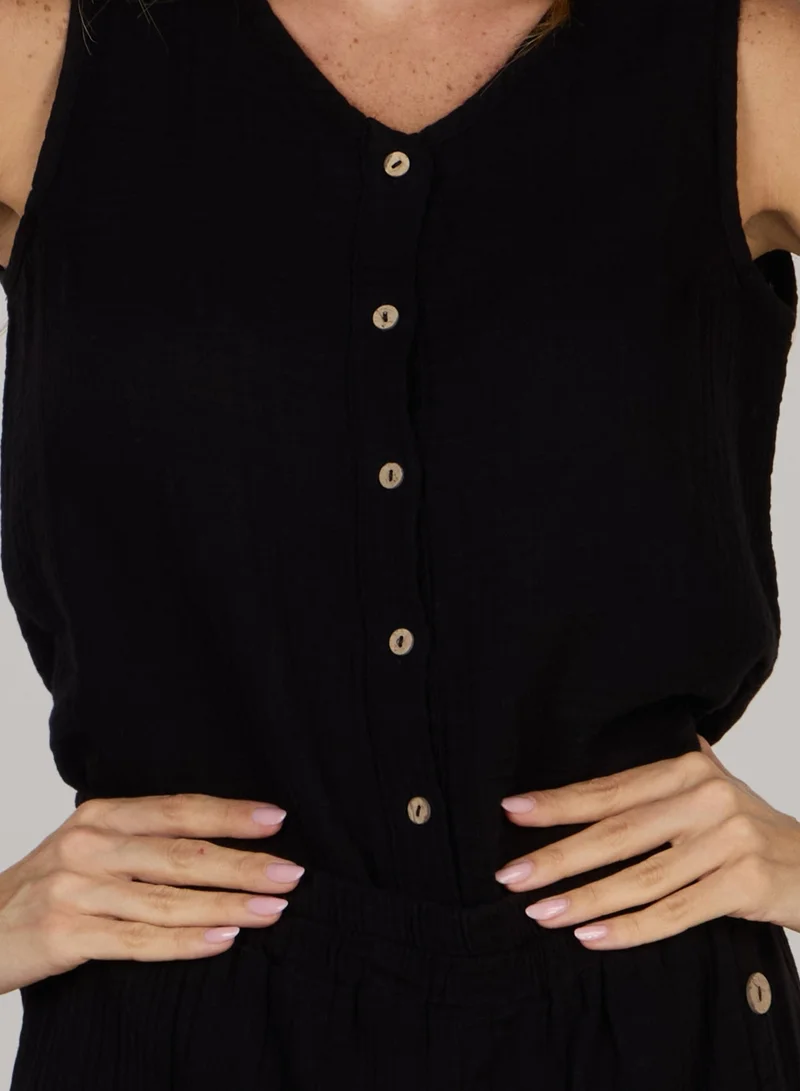 Just Nature  V-Neck Button-Front Sleeveless Top for Women | Best Price UAE