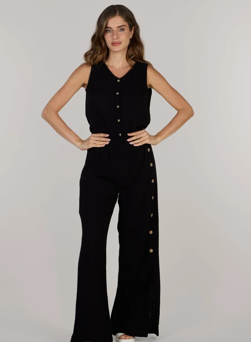 Just Nature  V-Neck Button-Front Sleeveless Top for Women | Best Price UAE
