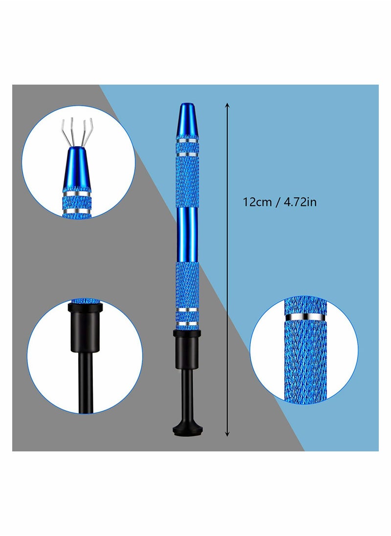 Excefore 3 Pieces Stainless Steel 4-Claw Pick up Tool for Small Parts Pickup Metal Grabber IC Chips Metal Grabber Claw Pickup Holder Electronic Component Jewel Diamond Gem Tweezers  - Image 5