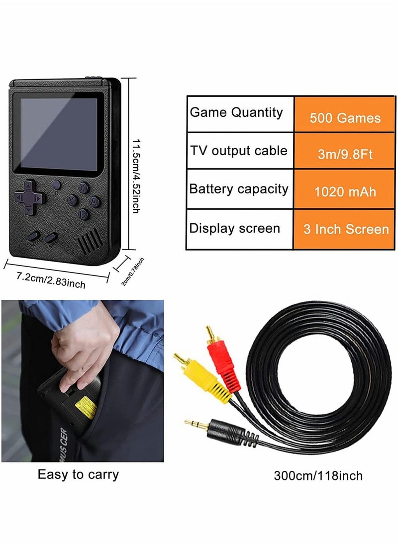 KASTWAVE - Handheld Gameboy Console, 500 Super Classic FC Games, Mini Handheld Game Console with 3.0-Inches Color Screen, 1020mAh Rechargeable Battery Portable Game Connect to TV and Two Players - Image 1