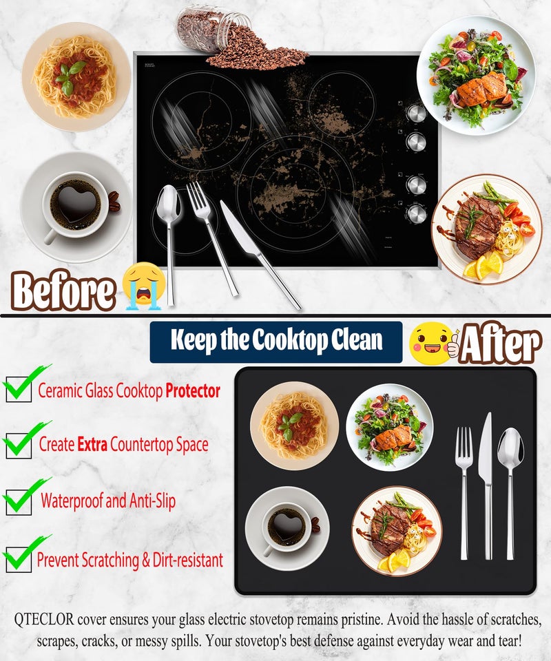 QTECLOR Stove Top Covers, Extra Large Stove Top Cover for Electric, Anti-Slip Waterproof Mat for Glass Stove Top Protector Heat Resistant Square Pad Multipurpose Foldable Cooktop Cover - Image 2