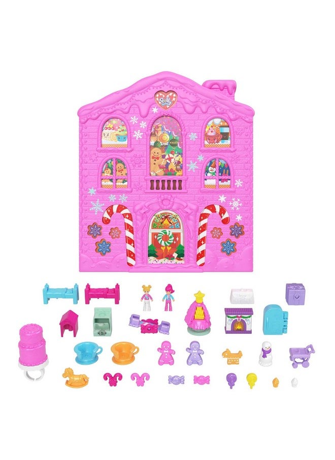 Polly Pocket Dolls Advent Calendar Gingerbread House Playset With 25 Surprise Gifts  - Image 1