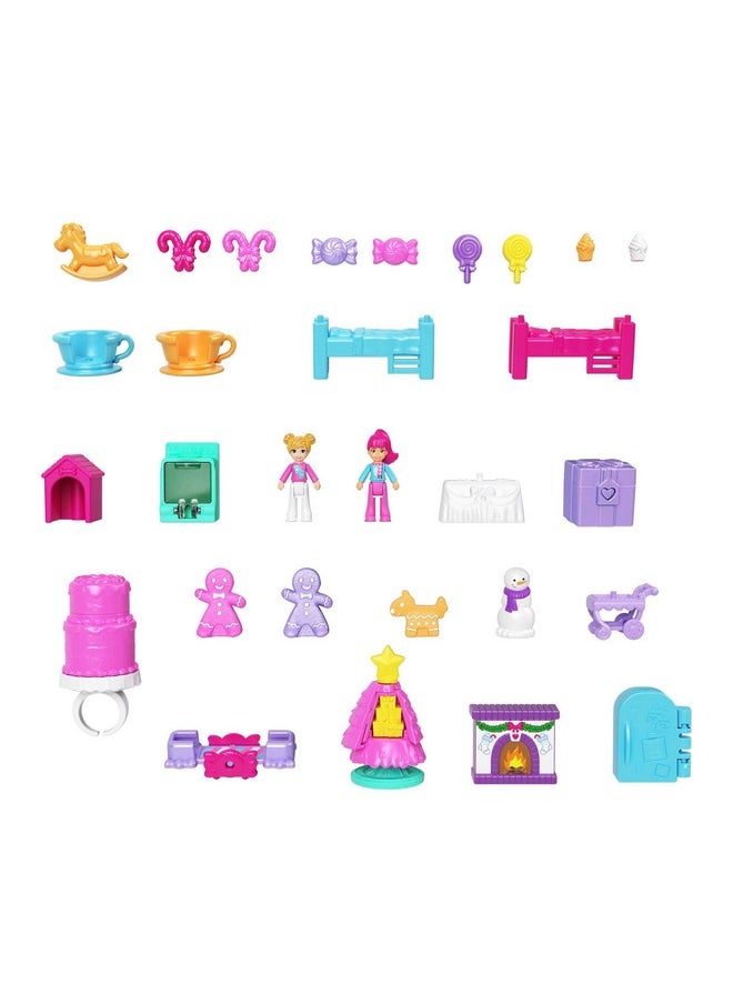 Polly Pocket Dolls Advent Calendar Gingerbread House Playset With 25 Surprise Gifts  - Image 4