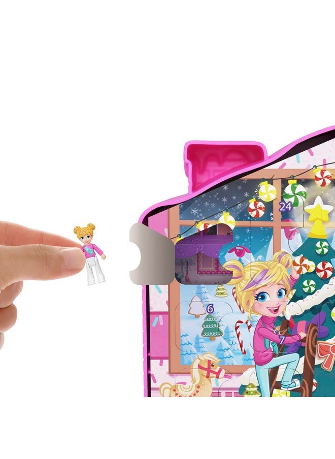 Polly Pocket Dolls Advent Calendar Gingerbread House Playset With 25 Surprise Gifts  - Image 5