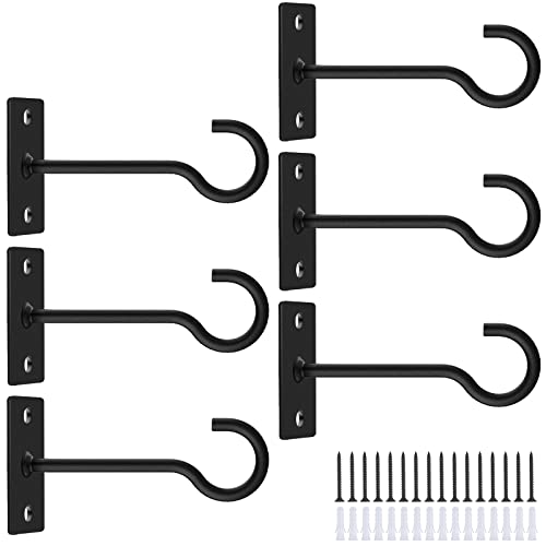 QTJUST 6Pack 4inch Wall Hook for Hanging Plant Bracket Black - Image 1