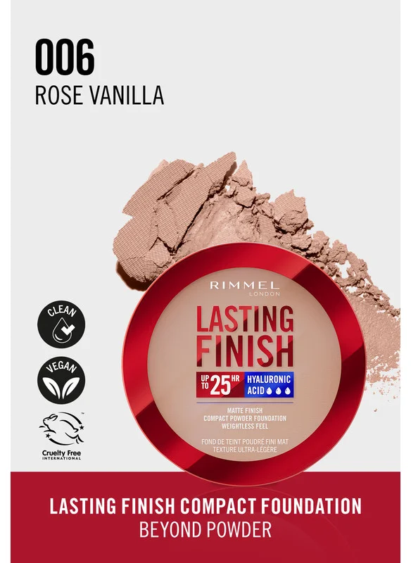 RIMMEL LONDON Lasting Finish Compact Foundation - 006 - Rose Vanilla, 7g