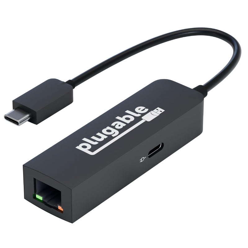 Plugable USB C to Ethernet Adapter 2.5Gb with 100W USB-C PD Charging, 2.5 Gigabit Type C USB Ethernet Adapter for Windows, MacBook, Chrome, iPad, Surface, XPS, Thunderbolt 4, USB4 (USBC-E2500PD) - Image 1