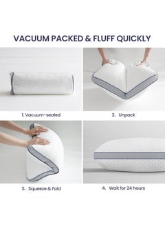Moon Home and more.. Memory Foam Gel Cooling Pillows Standard Queen Size 60x40x12 Cm Premium Bed Pillows Made from Bamboo Pillow Cover Cool Orthopedic Sleeping  - Image 4