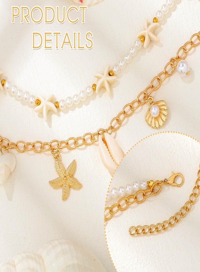 ELABEST Seashell Belly Chain Gold Starfish Pearl Waist Chain Summer Beach Bikini Jewelry for Women (White Conch) - Image 5