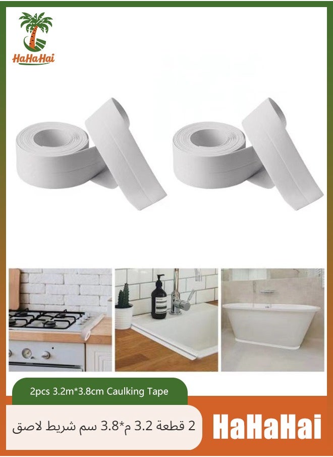 HaHaHai 2pcs 3.2m*3.8cm Caulking Tape, Bathroom/Kitchen Sealant Tape, Waterproof, Mold and Moisture Resistant Highly Adhesive, Wall Sealant Tape  - Image 1