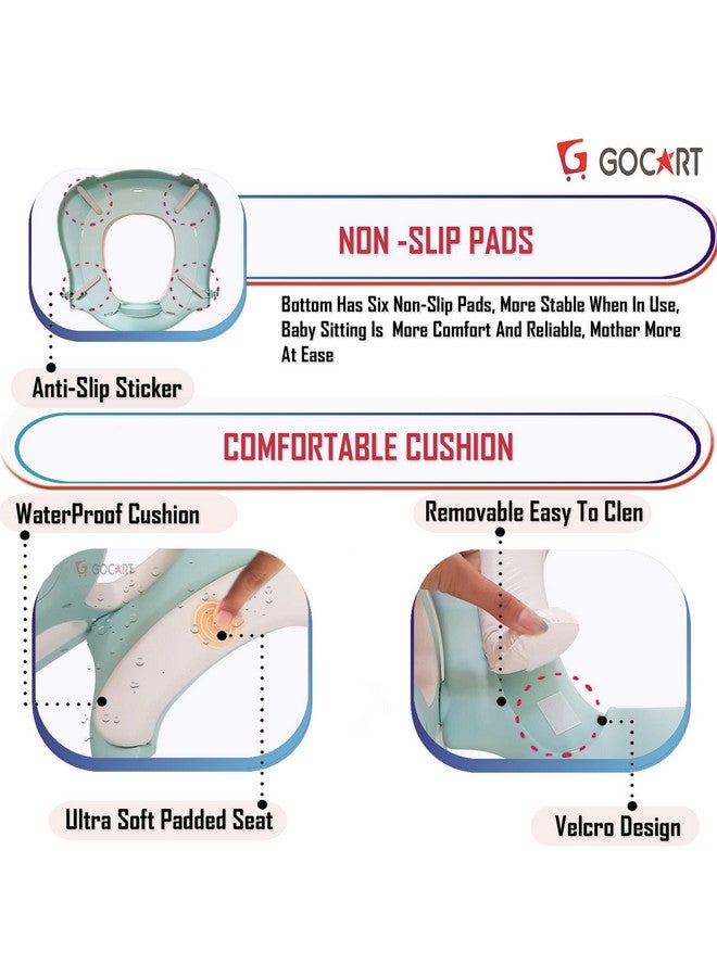GOCART WITH G LOGO GOCART WITH G LOGO Adjustable Toilet Training Seat with Sturdy Non-Slip Wide Step and Soft Cushion for Baby (Mint Green) - Image 4
