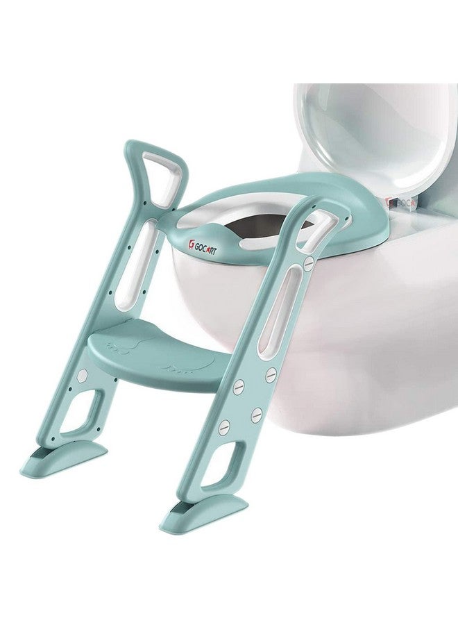 GOCART WITH G LOGO GOCART WITH G LOGO Adjustable Toilet Training Seat with Sturdy Non-Slip Wide Step and Soft Cushion for Baby (Mint Green) - Image 1
