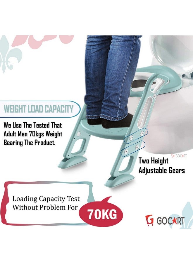 GOCART WITH G LOGO GOCART WITH G LOGO Adjustable Toilet Training Seat with Sturdy Non-Slip Wide Step and Soft Cushion for Baby (Mint Green) - Image 5