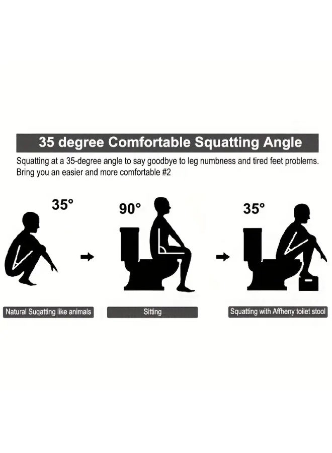 Toilet Stool Poop Stool for Squatting Posture, Portable Plastic Potty Stool for Adults u0026 Kids, Non-Slip Bathroom Step with Patented Design, Ergonomic Toilet Stool Squat Adult - Image 3