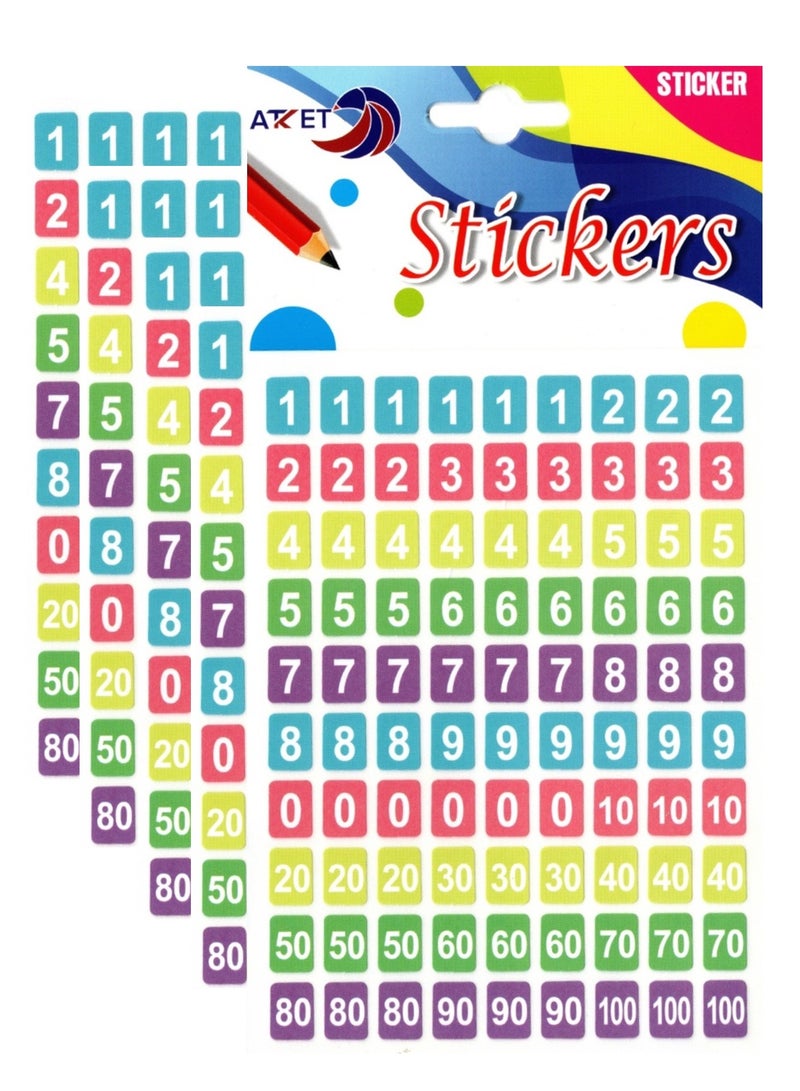 ATKET 5-Sheet Numeric Stickers Multicolour - Image 1