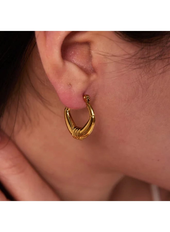 Luxuria Lightweight hoop earrings, 18k gold plated, 316L stainless steel, thick, irregular, hypoallergenic, for women - Image 1