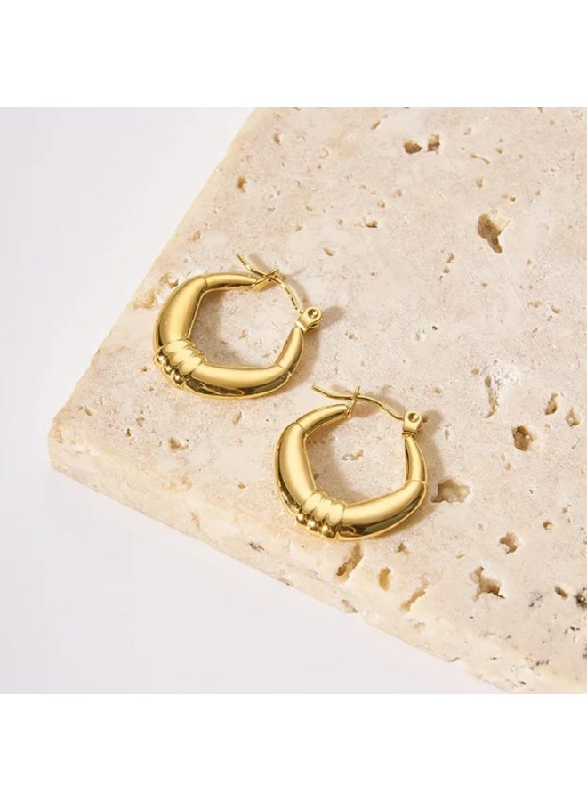 Luxuria Lightweight hoop earrings, 18k gold plated, 316L stainless steel, thick, irregular, hypoallergenic, for women - Image 2