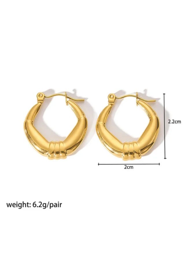 Luxuria Lightweight hoop earrings, 18k gold plated, 316L stainless steel, thick, irregular, hypoallergenic, for women - Image 3