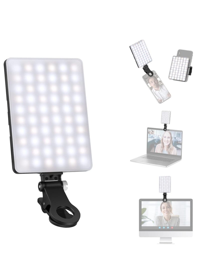 AMBERJACK LED Video Light, Computer Light for Meeting Video Light, Fill Light LED Selfie Light with Clip Portable Phone Light for Video Shooting Vlogging Kit, 60 Beads 3 Colors, Fill Light for iPhone Photo Camera Computer Laptop TikTok Makeup Video Call  - Image 1