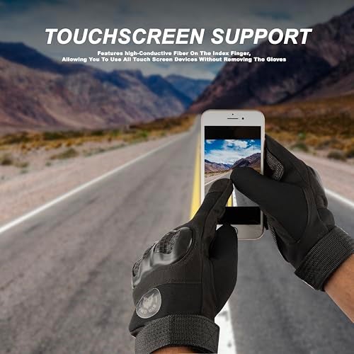 BADOWL GRIPTOR | Motorcycle Riding Gloves for Men and Women with Knuckle Protection | Touchscreen Compatible | Breathable | Anti-Slip | Full Finger Bike Gloves for All Seasons (Black, M) - Image 5