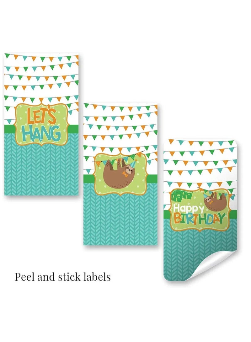 Let’s Hang Sloth Themed Birthday Party Mini Chocolate Candy Bar Sticker Wrappers for Boys, 45 1.4" x 2.6" Wrap Around Labels by Great for Party Favors - Image 3