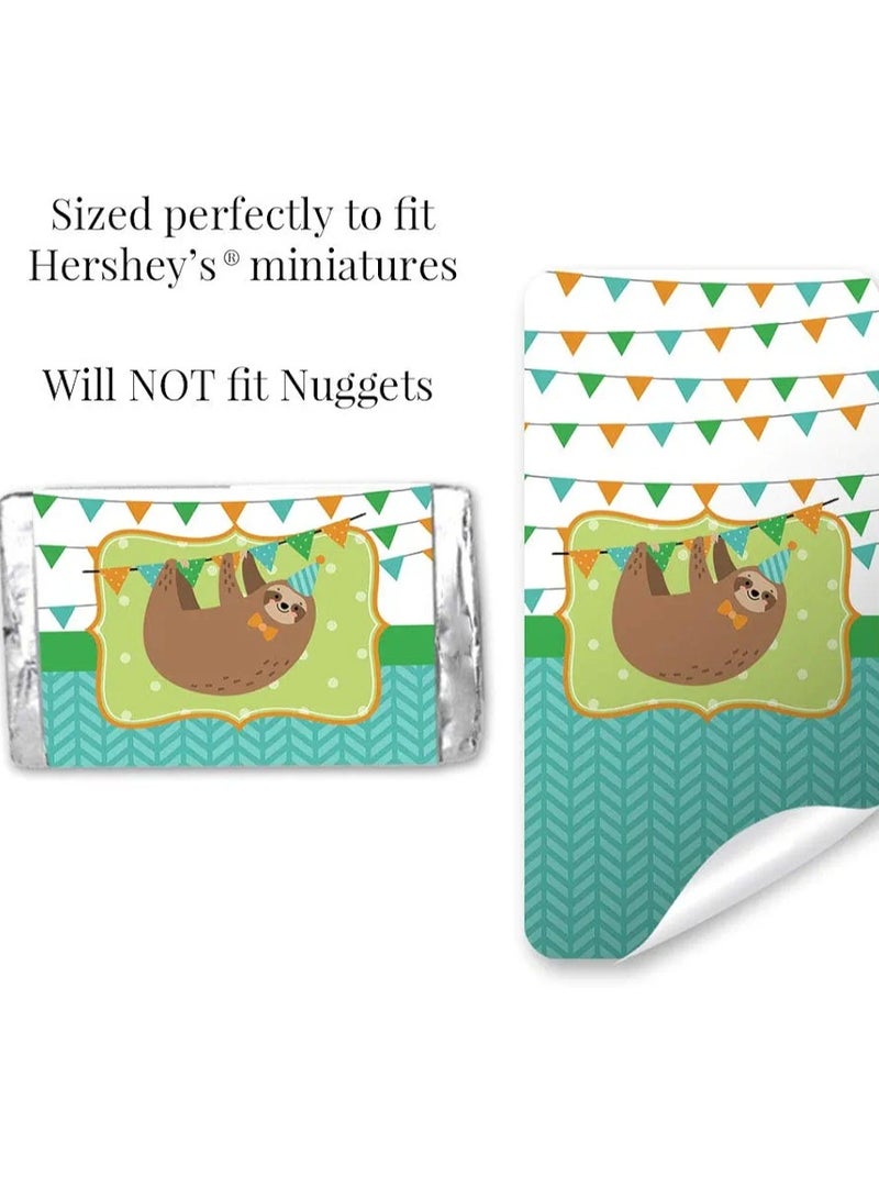 Let’s Hang Sloth Themed Birthday Party Mini Chocolate Candy Bar Sticker Wrappers for Boys, 45 1.4" x 2.6" Wrap Around Labels by Great for Party Favors - Image 4