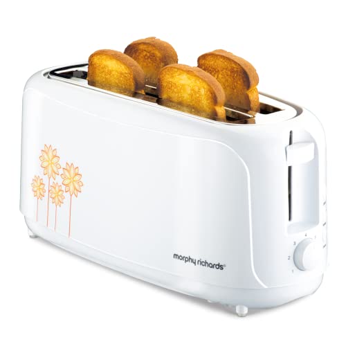 Morphy Richards At 402 1450 Watts Pop-Up Toaster, 4-Slice Automatic Pop Up Toaster with Removable Crumb Tray, 7-Levels Browning Controls, Bread Centring with Wide Bread Slots, 2-Yr Warranty, White - Image 1