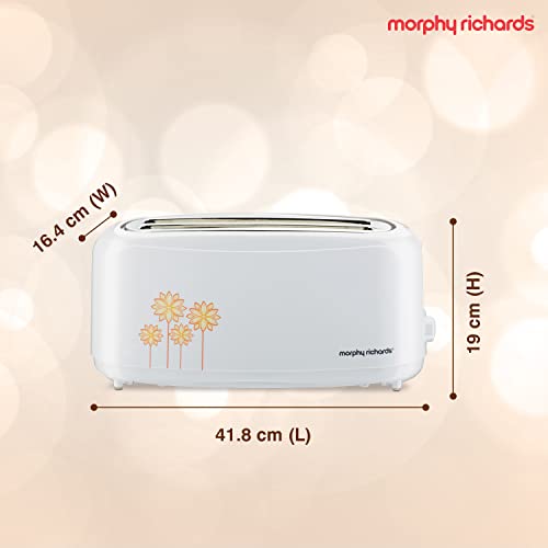 Morphy Richards At 402 1450 Watts Pop-Up Toaster, 4-Slice Automatic Pop Up Toaster with Removable Crumb Tray, 7-Levels Browning Controls, Bread Centring with Wide Bread Slots, 2-Yr Warranty, White - Image 3