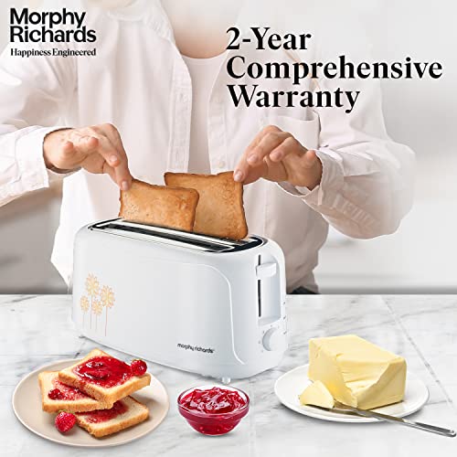 Morphy Richards At 402 1450 Watts Pop-Up Toaster, 4-Slice Automatic Pop Up Toaster with Removable Crumb Tray, 7-Levels Browning Controls, Bread Centring with Wide Bread Slots, 2-Yr Warranty, White - Image 5