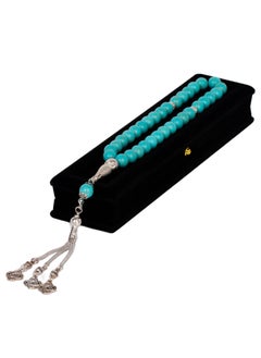 RS Light green turquoise rosary veined with grey  - Image 1