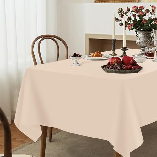 YSYJ 3 Pack Beige Plastic Tablecloth Disposable Rectangular Table Cloth 54 x 108 Inch Table Cover for Parties - Image 5