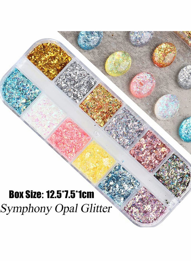 Excefore Nail Art Foil Flakes, 12 Colors Nail Foil Flakes Glitters, Foil Nail Chip Glitter Mixed Color Nail Foil Paillette 3D Glitter Decoration DIY Design Accessories for Nail DIY/Makeup/Graft/Nail Art - Image 5