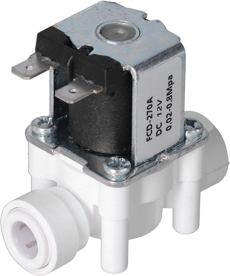 Plastic Electric Solenoid Valve 3 / 8in Quick Connector, Normally Closed, ABS and Stainless Steel - Durable Valve Body, Wide Application, Easy Installation (DC12V) - Image 1