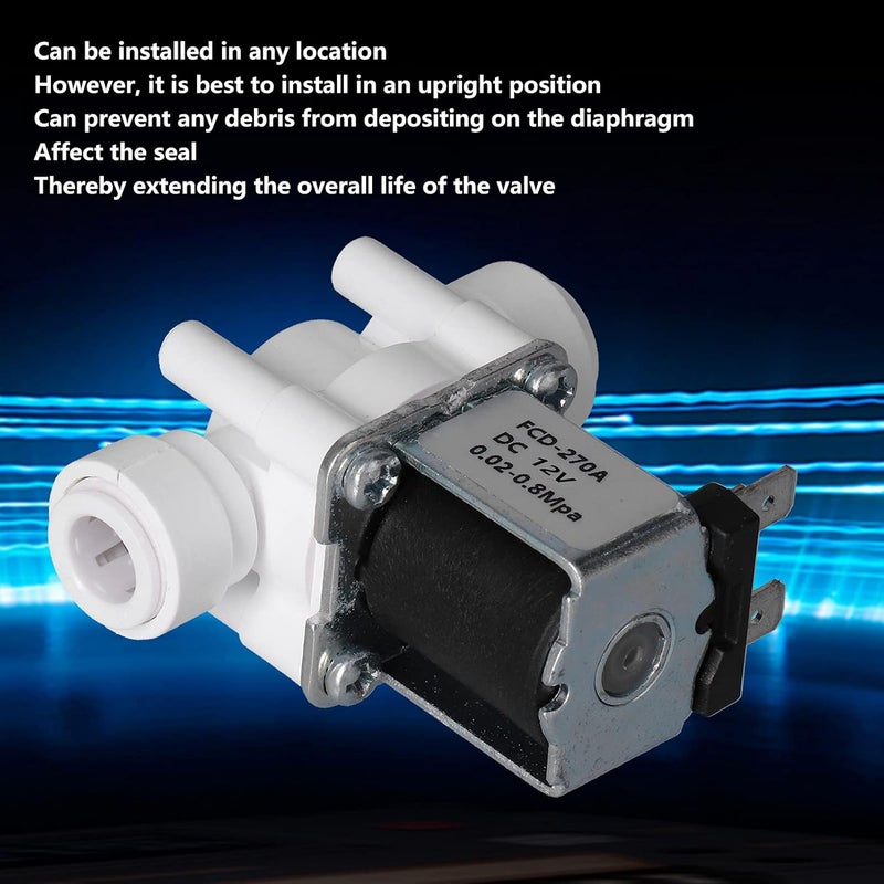 Plastic Electric Solenoid Valve 3 / 8in Quick Connector, Normally Closed, ABS and Stainless Steel - Durable Valve Body, Wide Application, Easy Installation (DC12V) - Image 5