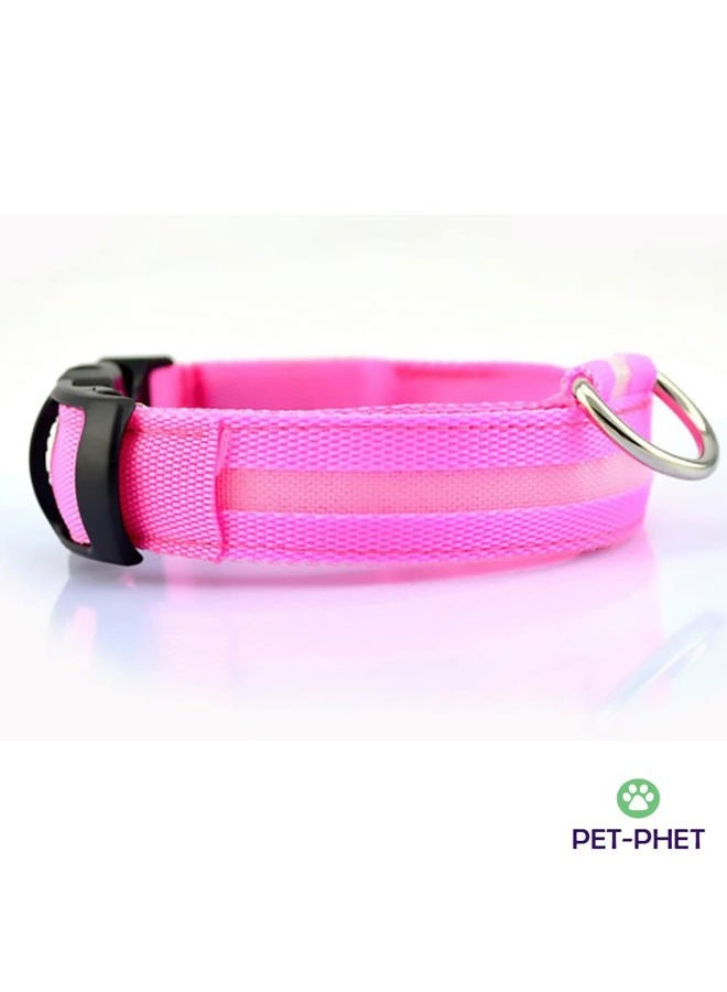 PET-PHET LED Dog Collar – Night Safety, Night Walk, Camping and HICKING - Glow in The Dark - 3 Light Modes - Great Battery Life - Small Pink - Image 3