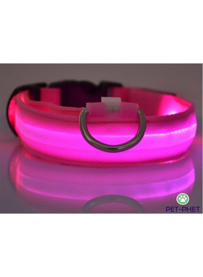 PET-PHET LED Dog Collar – Night Safety, Night Walk, Camping and HICKING - Glow in The Dark - 3 Light Modes - Great Battery Life - Small Pink - Image 2