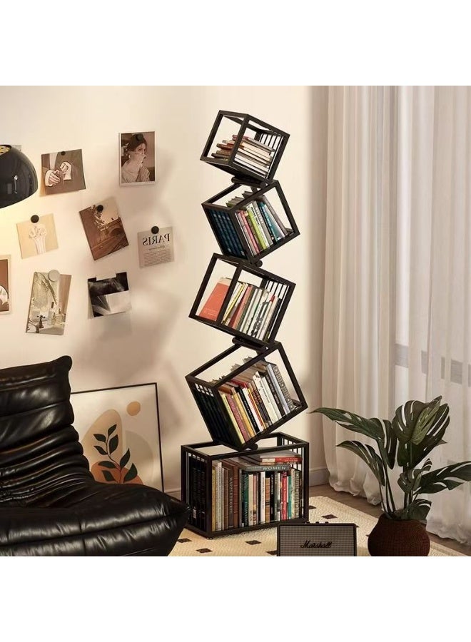 YQbest 5-Tier Modern Geometric Black Corner Bookcase, 67" Tall Storage Shelves for CDs, Books & Home Decor - Ideal for Living Room, Bedroom, Study, Nursery & Home Office - Image 2