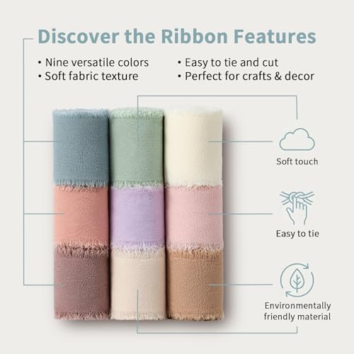 CRTWDMAN 1.5" x 27 Yd Chiffon Ribbon Mixed Color Ribbons Set 9 Rolls Handmade Fringe Fabric for Wedding Invitations Bridal Bouquets DIY Crafts Home Decor Bow Making(9 Rolls*3Yd) - Image 3