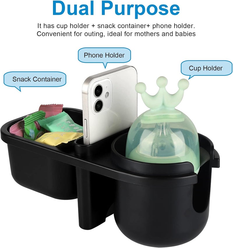accmor Stroller Cup Holder with Tray, Universal Cup Holder Tray for Uppababy Nuna Doona Strollers, Bottle Drinks Holder for Stroller, Wheelchair, Walker - Image 3